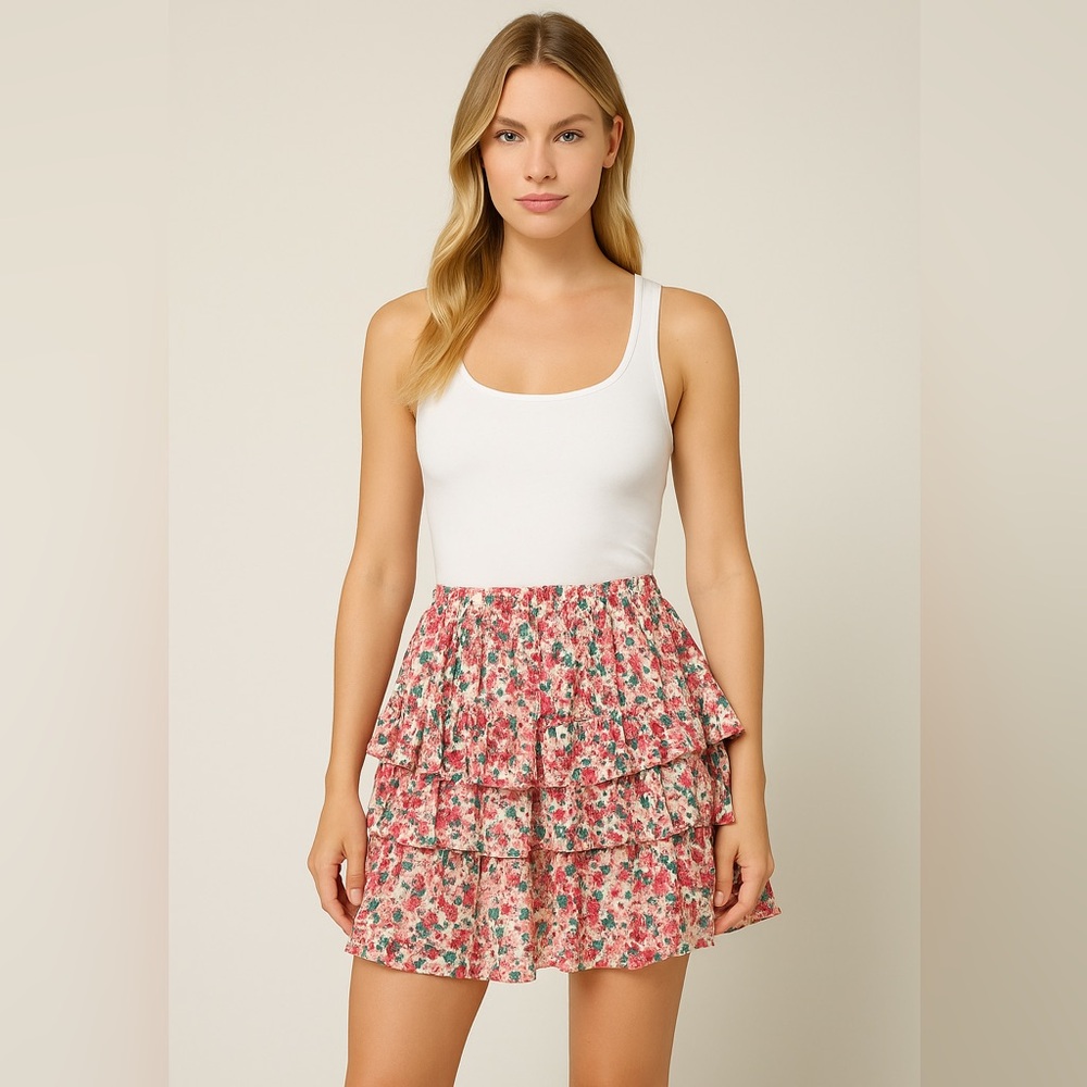 Zara Pink Floral Mini Skirt